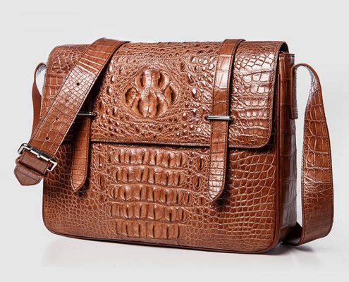 Brown Crocodile Messenger Bag