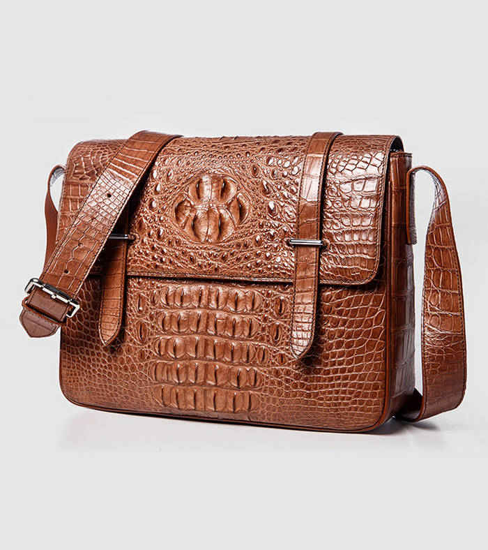 Brown Crocodile Messenger Bag