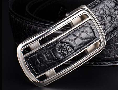 Classic Crocodile Dress Belt, Genuine Crocodile Belt for Men-Buckle