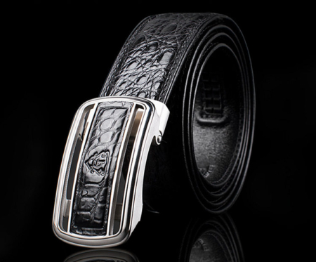 Classic Crocodile Dress Belt, Genuine Crocodile Belt for Men-Exhibition