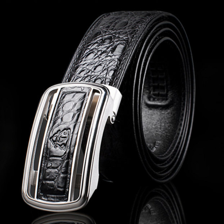 Classic Crocodile Dress Belt, Genuine Crocodile Belt for Men-Exhibition