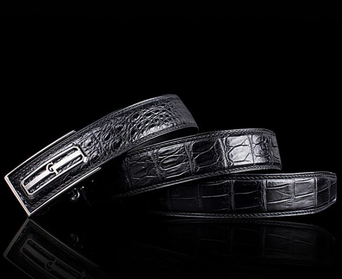 Men's Belvedere Genuine Caiman Crocodile Dress Belt in Brown