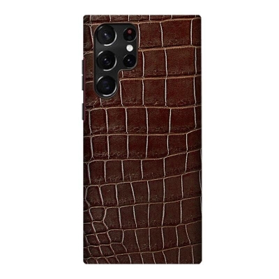 Crocodile & Alligator Cases for Samsung Galaxy S22 Ultra-Brown