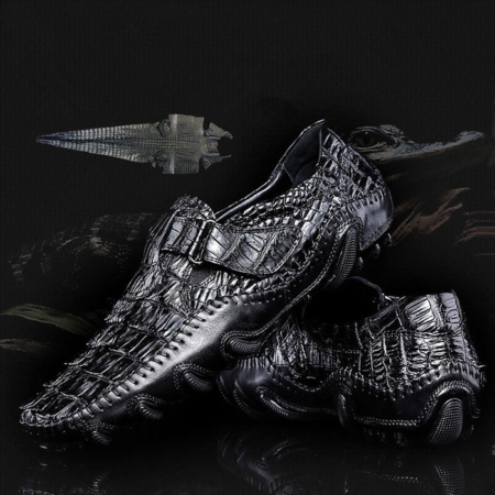 Crocodile Leather Loafers Casual Driving Shoes-Exhibition