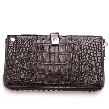 Crocodile Long Bifold Wallet, Designer Business Crocodile Clutch Wallet-Back