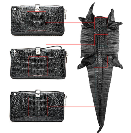 Crocodile Long Bifold Wallet, Designer Business Crocodile Clutch Wallet-Details