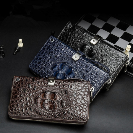 Crocodile Long Bifold Wallet, Designer Business Crocodile Clutch Wallet-Exhibition