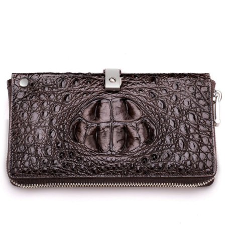 Crocodile Long Bifold Wallet, Designer Business Crocodile Clutch Wallet-Front