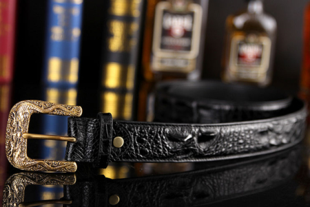 Dragon Pattern Buckle Crocodile Belt, Luxury Crocodile Belt for Men-1