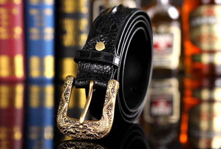 Dragon Pattern Buckle Crocodile Belt, Luxury Crocodile Belt for Men-Exhibition