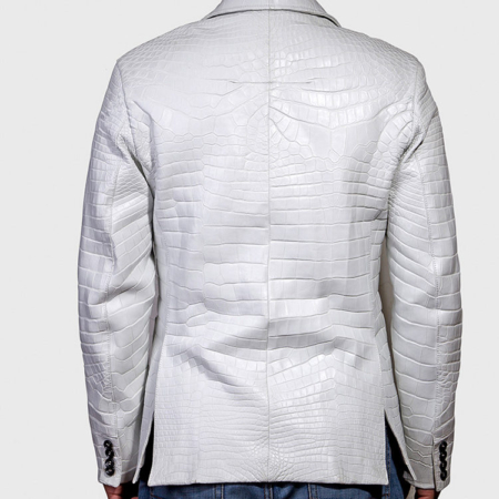 Exotic Alligator Skin Men’s Jacket-White