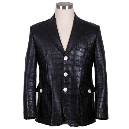 Genuine Alligator Skin Jacket-Black