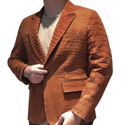 Genuine Alligator Skin Jacket-Tan