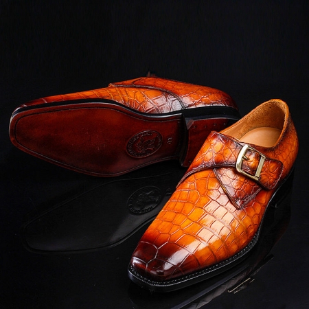 Genuine Mens Alligator Shoes Brown Casual Alligator Shoes-2