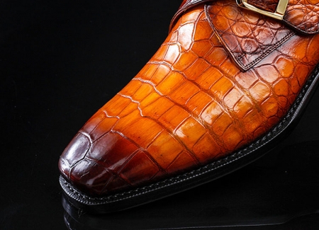 Genuine Mens Alligator Shoes Brown Casual Alligator Shoes-Details