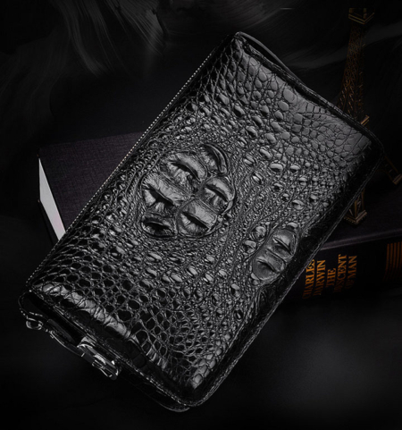 Large Capacity Crocodile Wallet, Casual Crocodile Long Wallet for Men-Exhibition