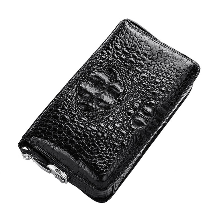 Crocodile Zip Around Long Wallet for Men, Travel Card Holder Phone Wallet