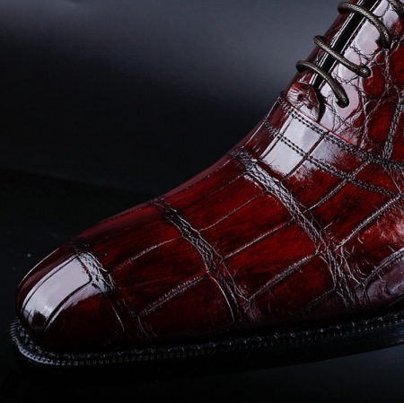 Men's Alligator Leather Plain-Toe Oxford Shoes-Details