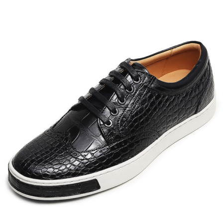 Mens Fashion Alligator Oxford Sneakers-Black