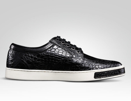 Mens Fashion Alligator Oxford Sneakers-Black-Side