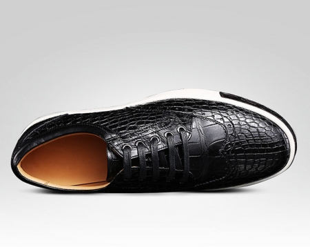 Mens Fashion Alligator Oxford Sneakers-Black-Upper