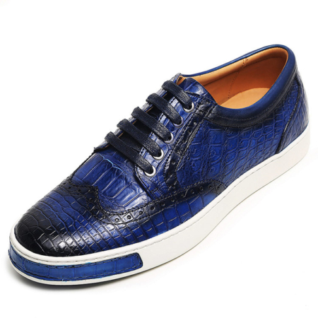 Mens Fashion Alligator Oxford Sneakers-Blue