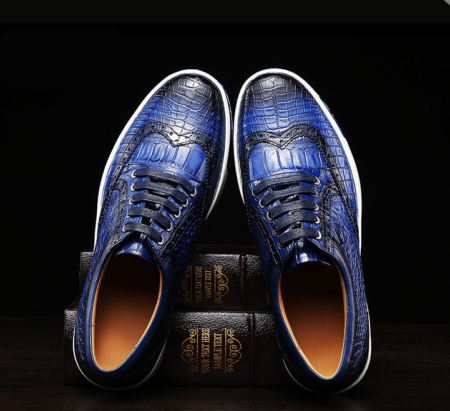 Mens Fashion Alligator Oxford Sneakers-Blue-Exhibition