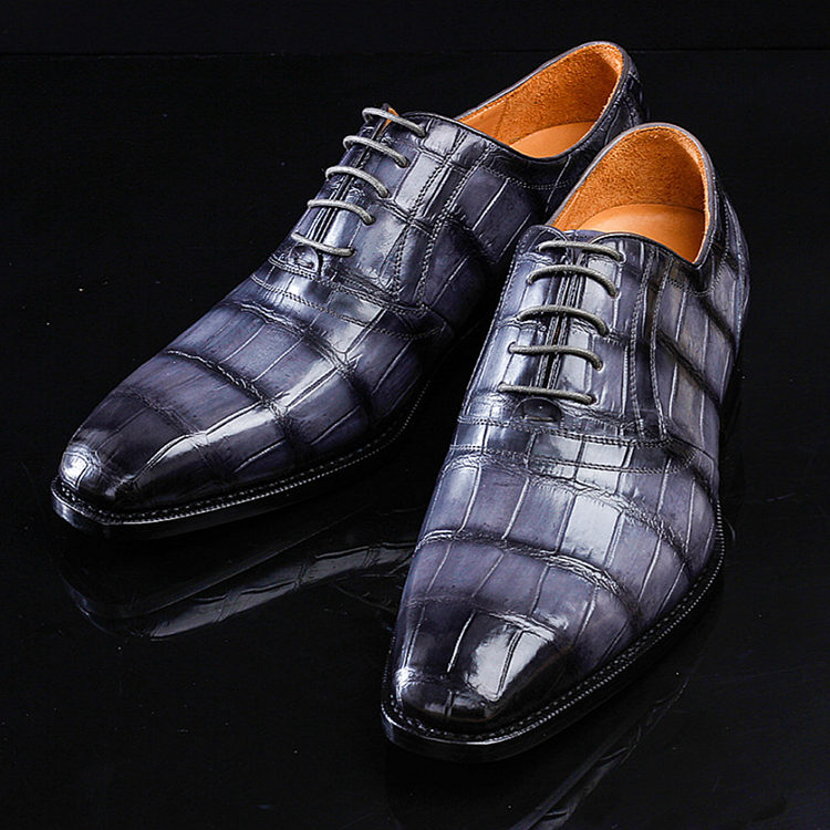 Navy Blue Handmade Alligator Skin Shoes