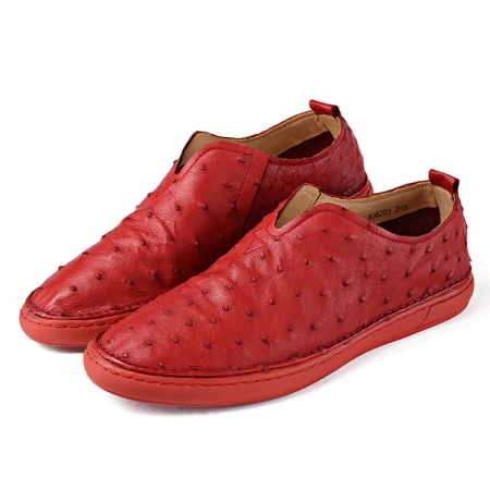 Ostrich Shoes, Genuine Ostrich Skin Shoes for Men-Red