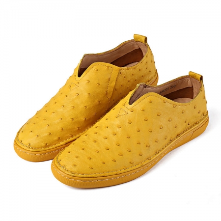 Ostrich Shoes, Genuine Ostrich Skin Shoes for Men-Yellow