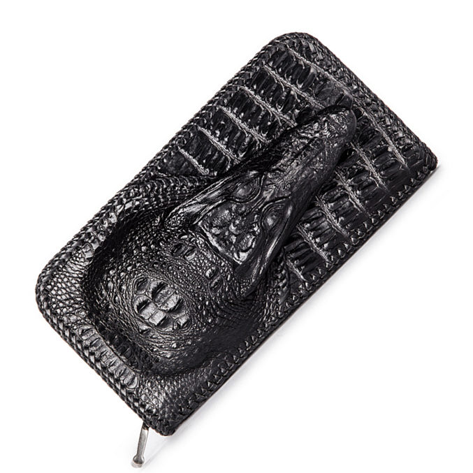 Handcrafted Alligator Crocodile Skin Leather Men's Luxury Zipper ID Card  Wallets