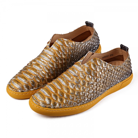 Snakeskin Shoes, Python Shoes for Men-Yellow