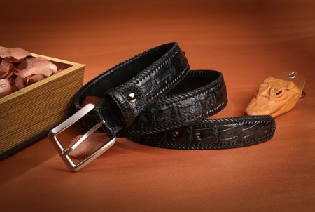 Stylish Genuine Alligator Belt Handmade Alligator Belt for Men-Black-Exhibition