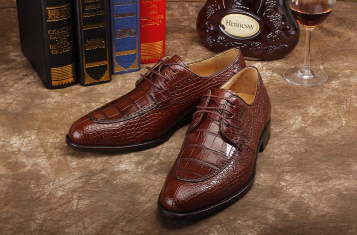 Alligator Skin Oxford Shoes Coffee