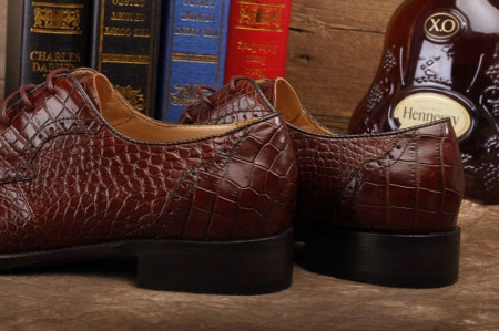 Alligator Skin Round-toe Lace-up Oxford Casual Dress Shoes-Heel