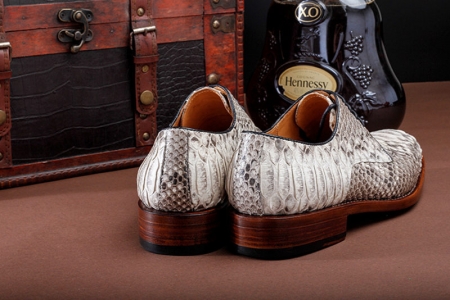 Business Snakeskin Shoes, Casual Python Skin Shoes for Men-Heel