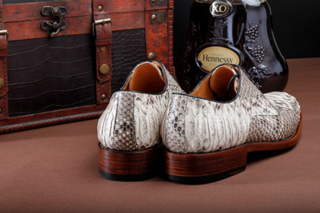 Business Snakeskin Shoes, Casual Python Skin Shoes for Men-Heel