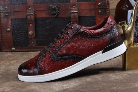 Daily Fashion Ostrich Sneakers, Genuine Ostrich Shoes for Men-Side