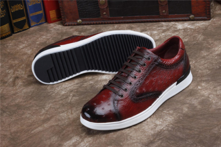 Daily Fashion Ostrich Sneakers, Genuine Ostrich Shoes for Men-Sole