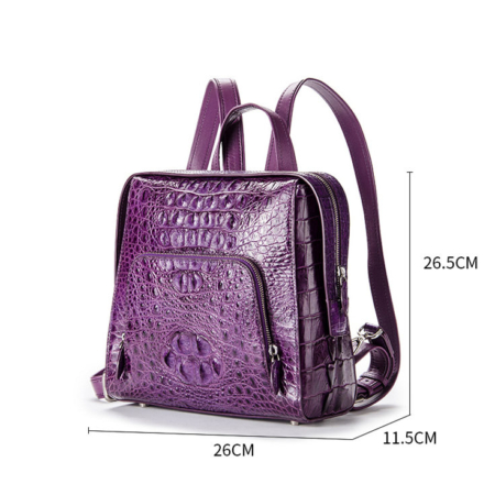 Ladies Genuine Crocodile Skin Backpack, Shoulder Bag-Size