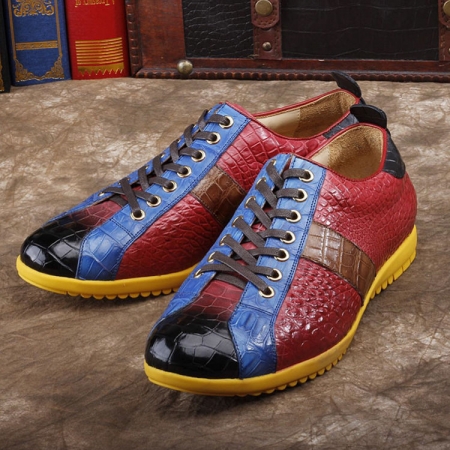 Mens Genuine Alligator Shoes Fashion Alligator Sneakers-Upper