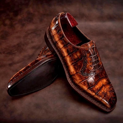 Alligator Skin Norwegian Welted Oxford Shoes for Men