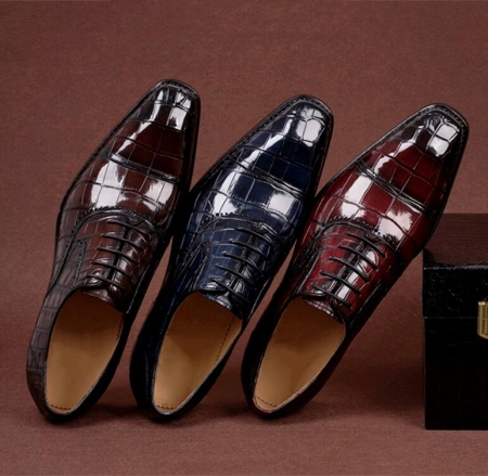 Classic Modern Alligator Skin Cap-Toe Oxford Shoes for Men