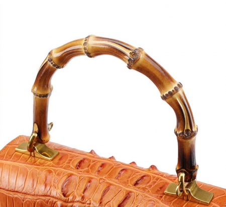 Crocodile Skin Shoulder Bag Crossbody Bag Handbag with Bamboo Handle-Handle