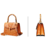 Crocodile Skin Shoulder Bag Crossbody Bag Handbag with Bamboo Handle-Yellow-Exhibition