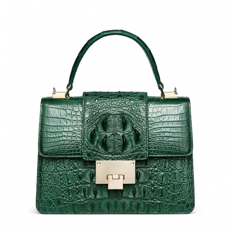 Fashion Genuine Crocodile Skin Crossbody Handbags-Green