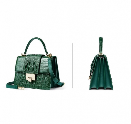 Fashion Genuine Crocodile Skin Crossbody Handbags-Green-Exhibition