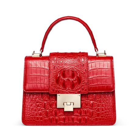 Fashion Genuine Crocodile Skin Crossbody Handbags-Red