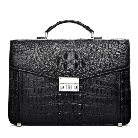 Large Genuine Crocodile Briefcase, Luxury Crocodile Business Bag for Men