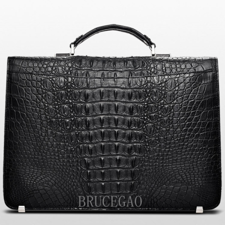 Large Genuine Crocodile Briefcase, Luxury Crocodile Business Bag for Men-Back